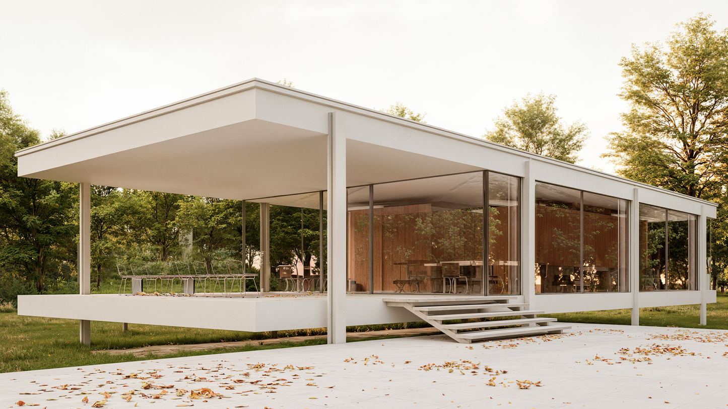 Farnsworth House – D5 Render 2.10 Scene + Rhino Model (Full Scene Package)