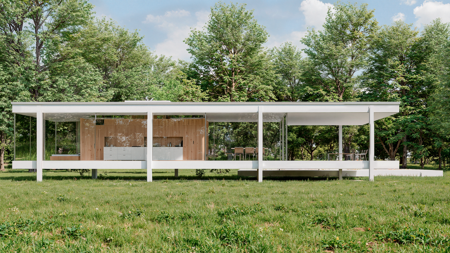 Farnsworth House – D5 Render 2.10 Scene + Rhino Model (Full Scene Package)