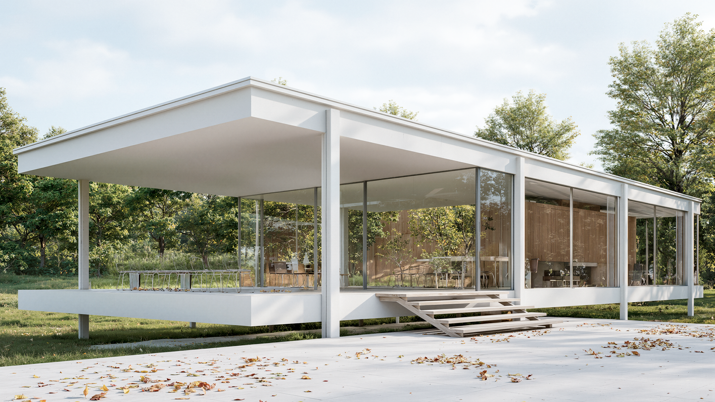 Farnsworth House – D5 Render 2.10 Scene + Rhino Model (Full Scene Package)