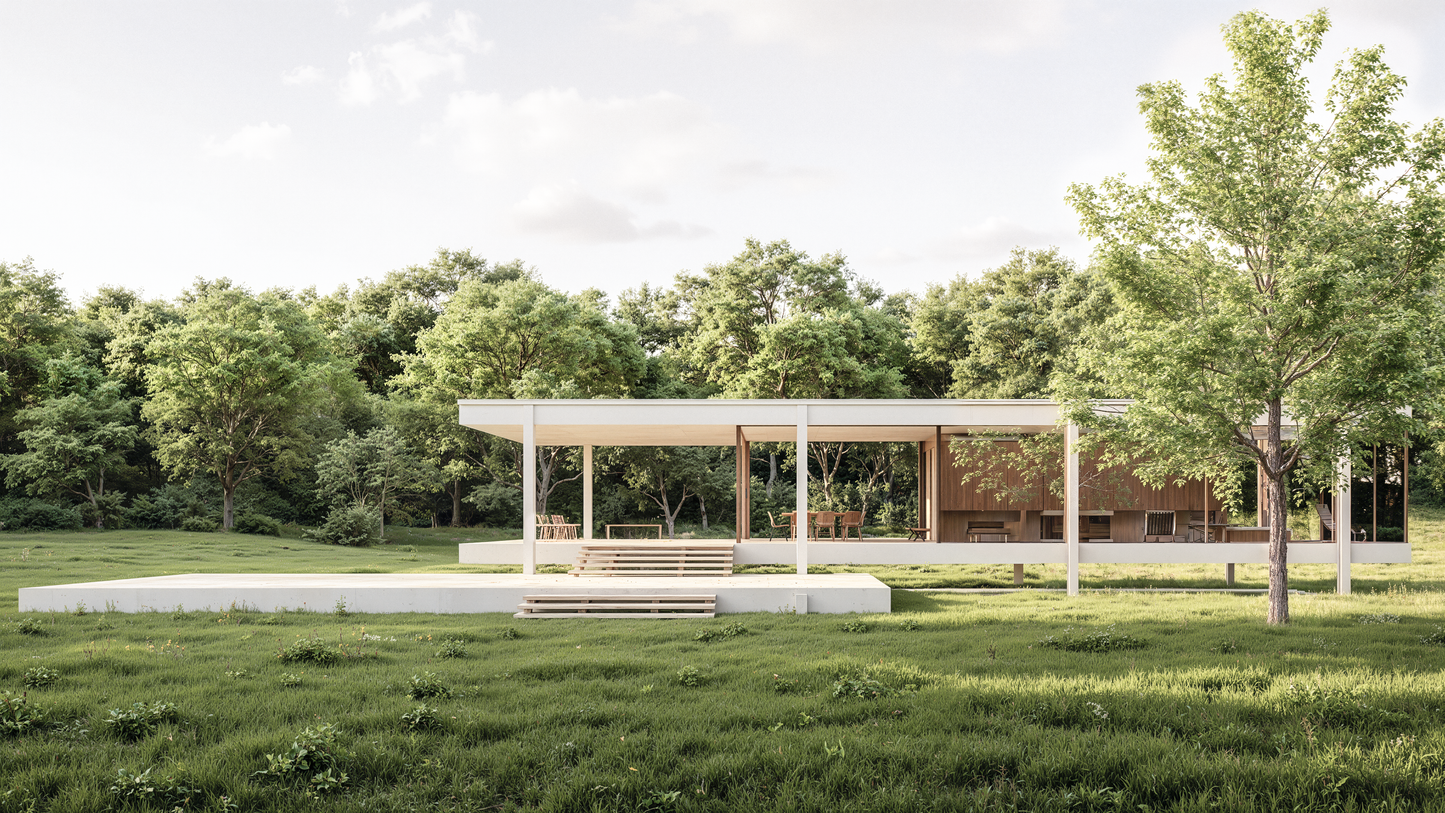 Farnsworth House – D5 Render 2.10 Scene + Rhino Model (Full Scene Package)