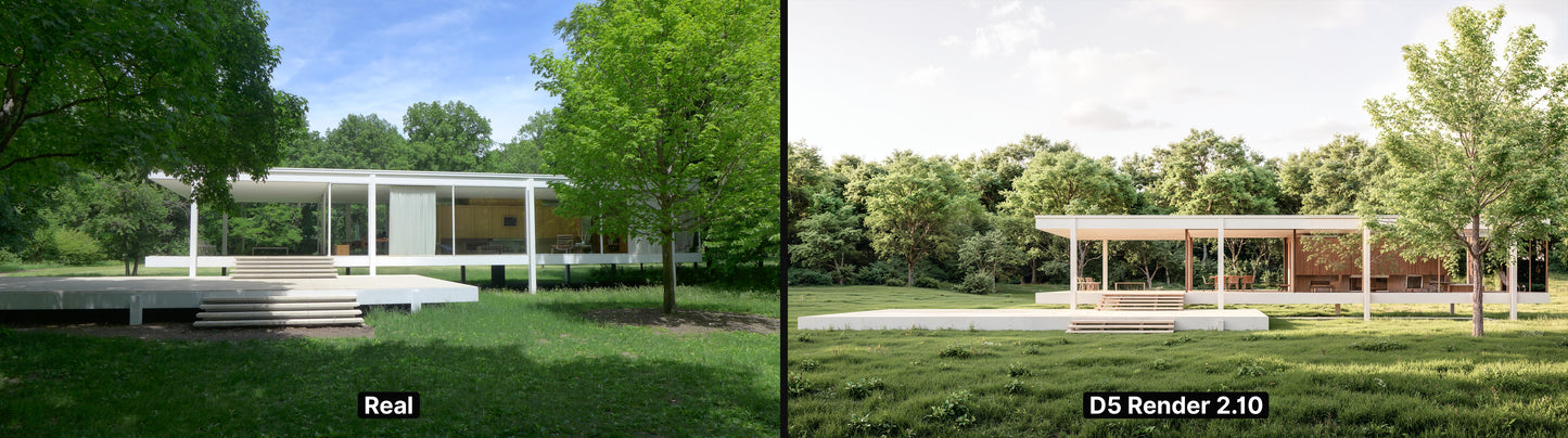 Farnsworth House – D5 Render 2.10 Scene + Rhino Model (Full Scene Package)